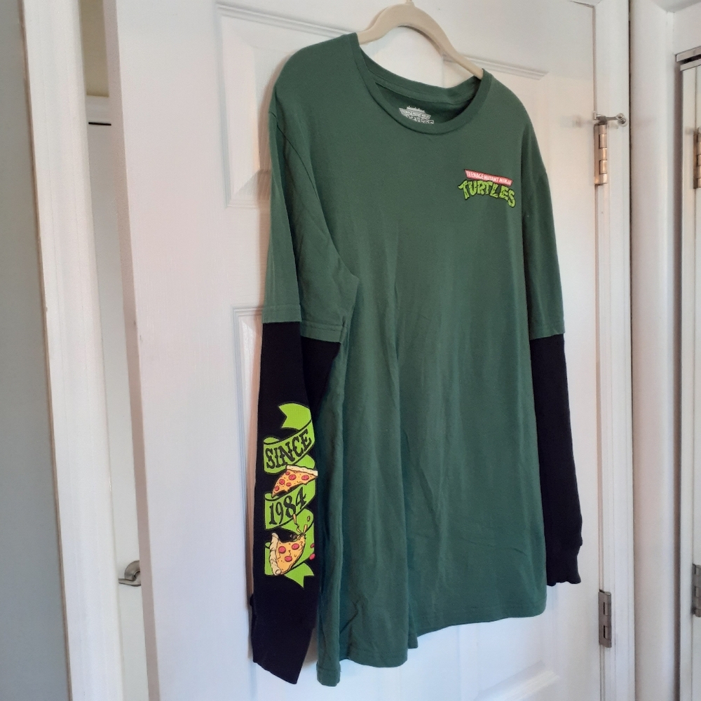 Men's Teenage Mutant Ninja Turtles Cartoon Graphics Long Sleeve Tee Shirt L